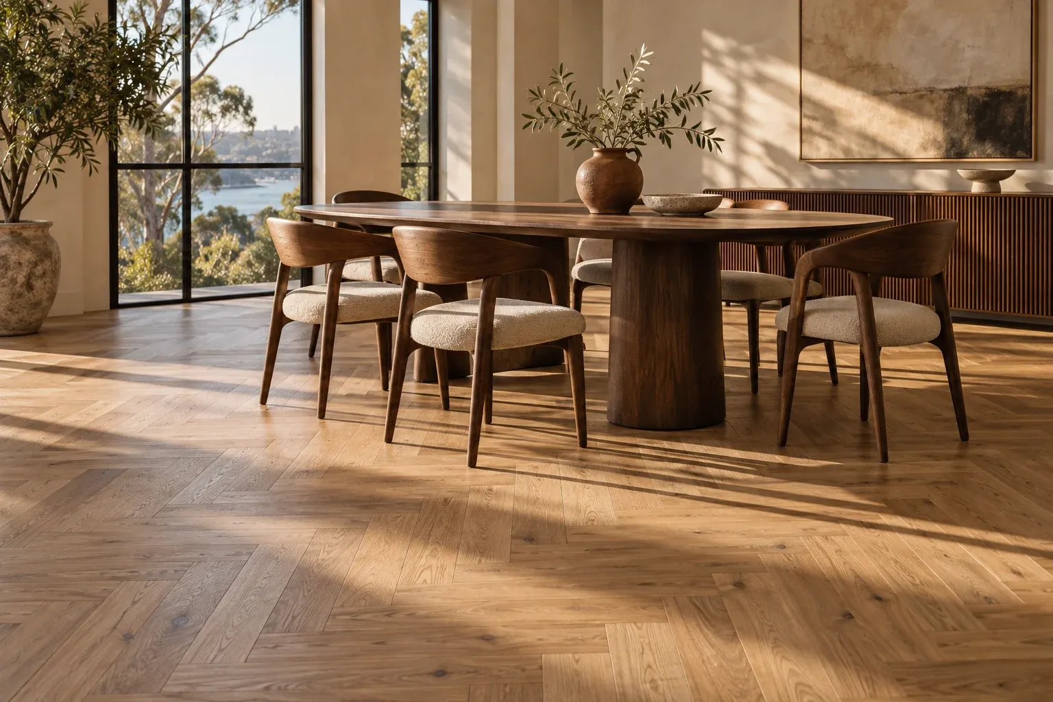 A classic herringbone layout with a contemporary outlook.